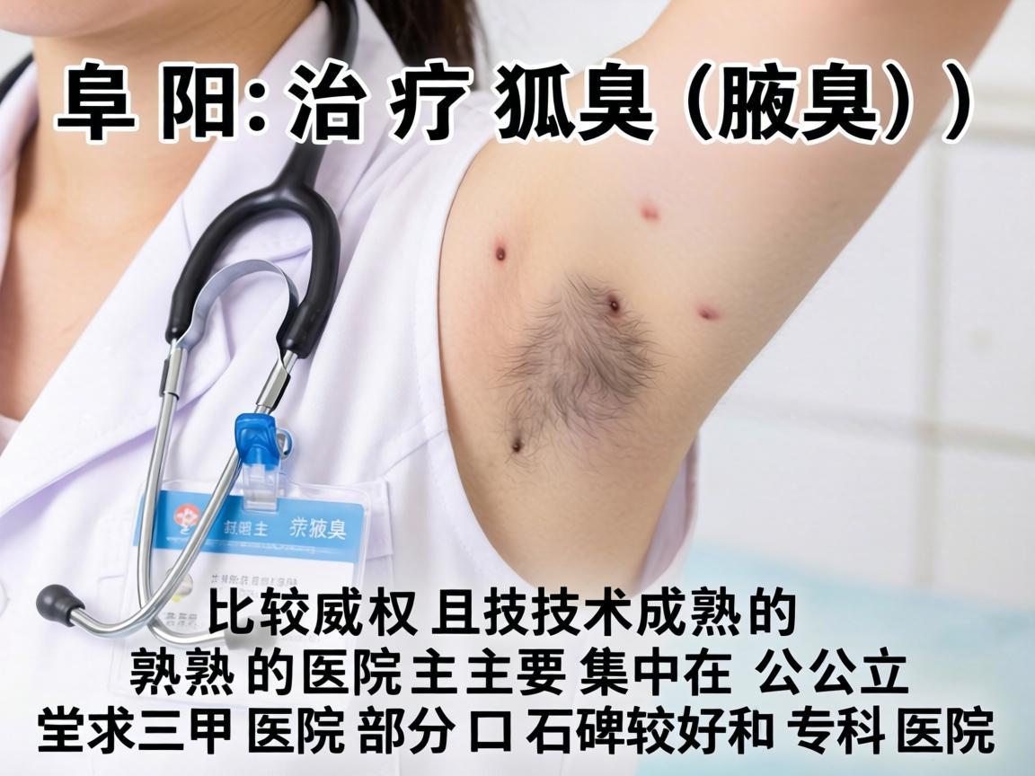 在阜阳,治疗狐臭(腋臭)比较权威且技术成熟的医院主要集中在公立三甲医院和部分口碑较好的专科医院 在阜阳,治疗狐臭(腋臭)比较权威且技术成熟的医院主要集中在公立三甲医院和部分口碑较好的专科医院