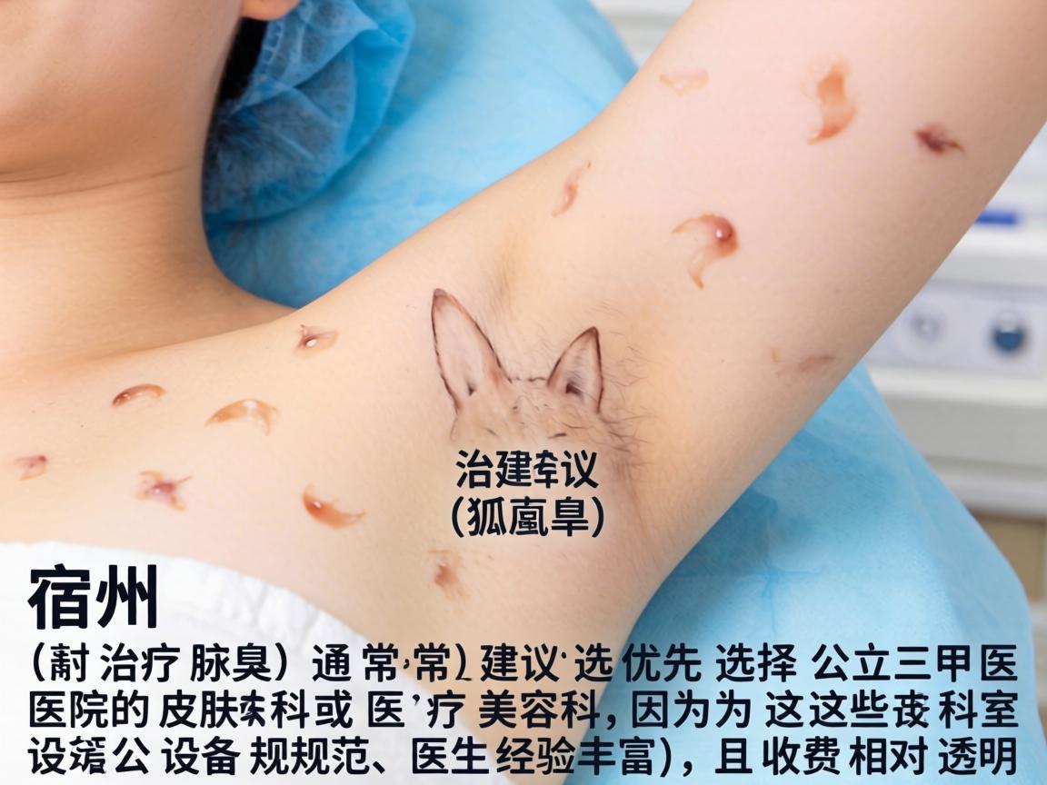 在宿州,治疗腋臭(狐臭)通常建议优先选择公立三甲医院的皮肤科或医疗美容科,因为这些科室设备规范、医生经验丰富,且收费相对透明 在宿州,治疗腋臭(狐臭)通常建议优先选择公立三甲医院的皮肤科或医疗美容科,因为这些科室设备规范、医生经验丰富,且收费相对透明