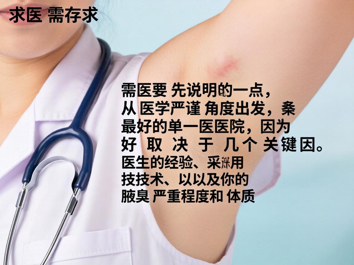 这是一个非常具体且常见的求医需求。需要先说明一点，从医学严谨角度出发，并不存在最好的单一医院，因为好取决于几个关键因素，医生的经验、采用的技术、以及你的腋臭严重程度和体质