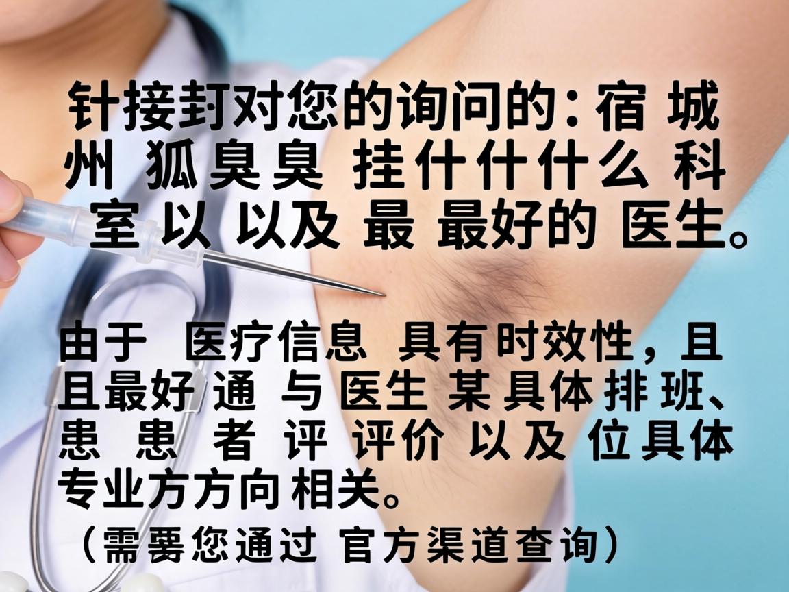 针对您询问的宿州狐臭挂什么科室以及最好的医生，由于医疗信息具有时效性，且最好通常与医生的具体排班、患者评价以及专业方向相关，我无法直接推荐某一位具体的医生（需要您通过官方渠道查询）
