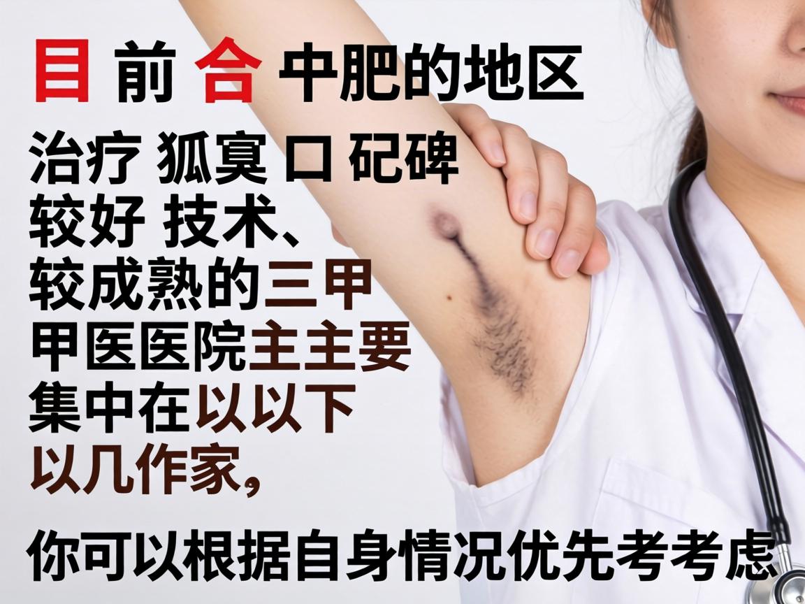 目前合肥地区，治疗狐臭口碑较好、技术较成熟的三甲医院主要集中在以下几家，你可以根据自身情况优先考虑