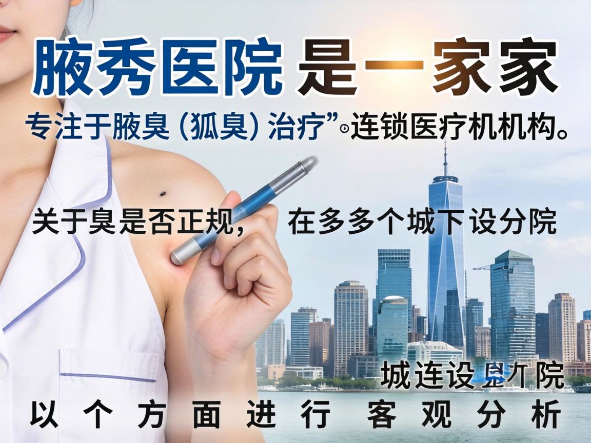 腋秀医院是一家专注于腋臭(狐臭)治疗的连锁医疗机构,在多个城市设有分院。关于其是否正规,可以从以下几个方面进行客观分析 腋秀医院是一家专注于腋臭(狐臭)治疗的连锁医疗机构,在多个城市设有分院。关于其是否正规,可以从以下几个方面进行客观分析