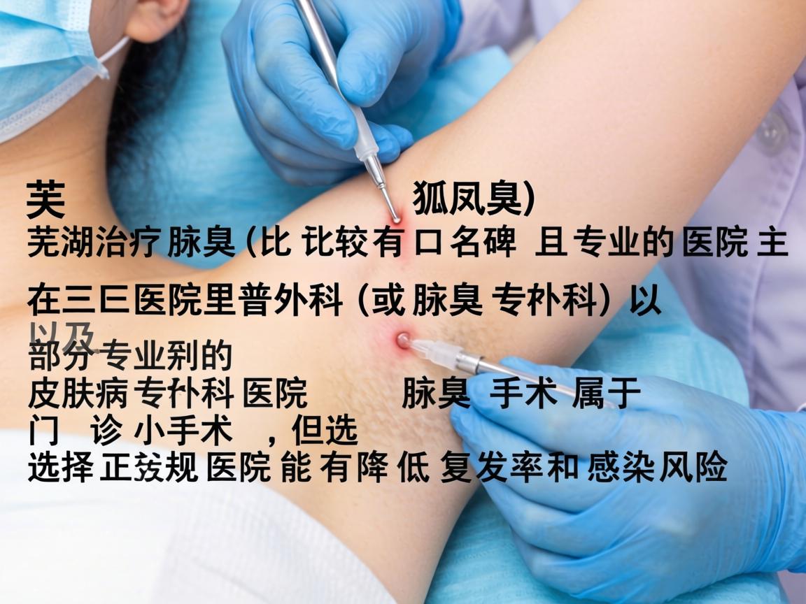 在芜湖，治疗腋臭（狐臭）比较有口碑且专业的医院主要集中在三甲医院的普外科（或腋臭专科）以及部分专业的皮肤病专科医院。腋臭手术属于门诊小手术，但选择正规医院能有效降低复发率和感染风险