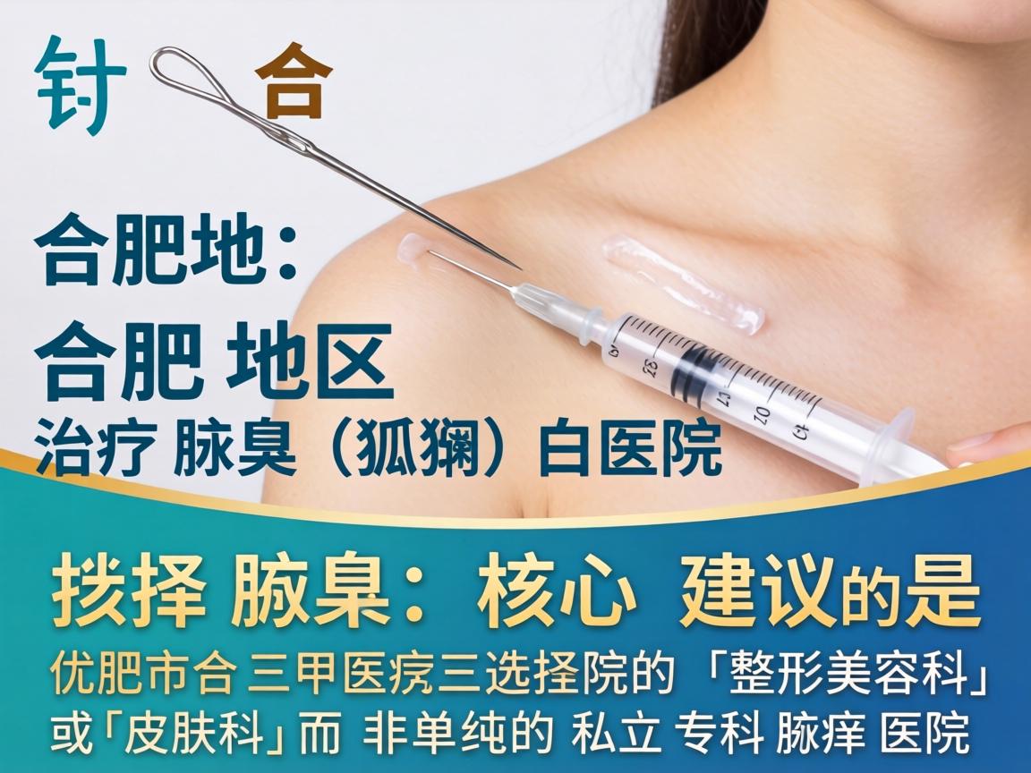 针对合肥地区治疗腋臭(狐臭)的医院选择,核心建议是,优先选择合肥市三甲医院的「整形美容科」或「皮肤科」而非单纯的私立专科腋臭医院 针对合肥地区治疗腋臭(狐臭)的医院选择,核心建议是,优先选择合肥市三甲医院的「整形美容科」或「皮肤科」而非单纯的私立专科腋臭医院