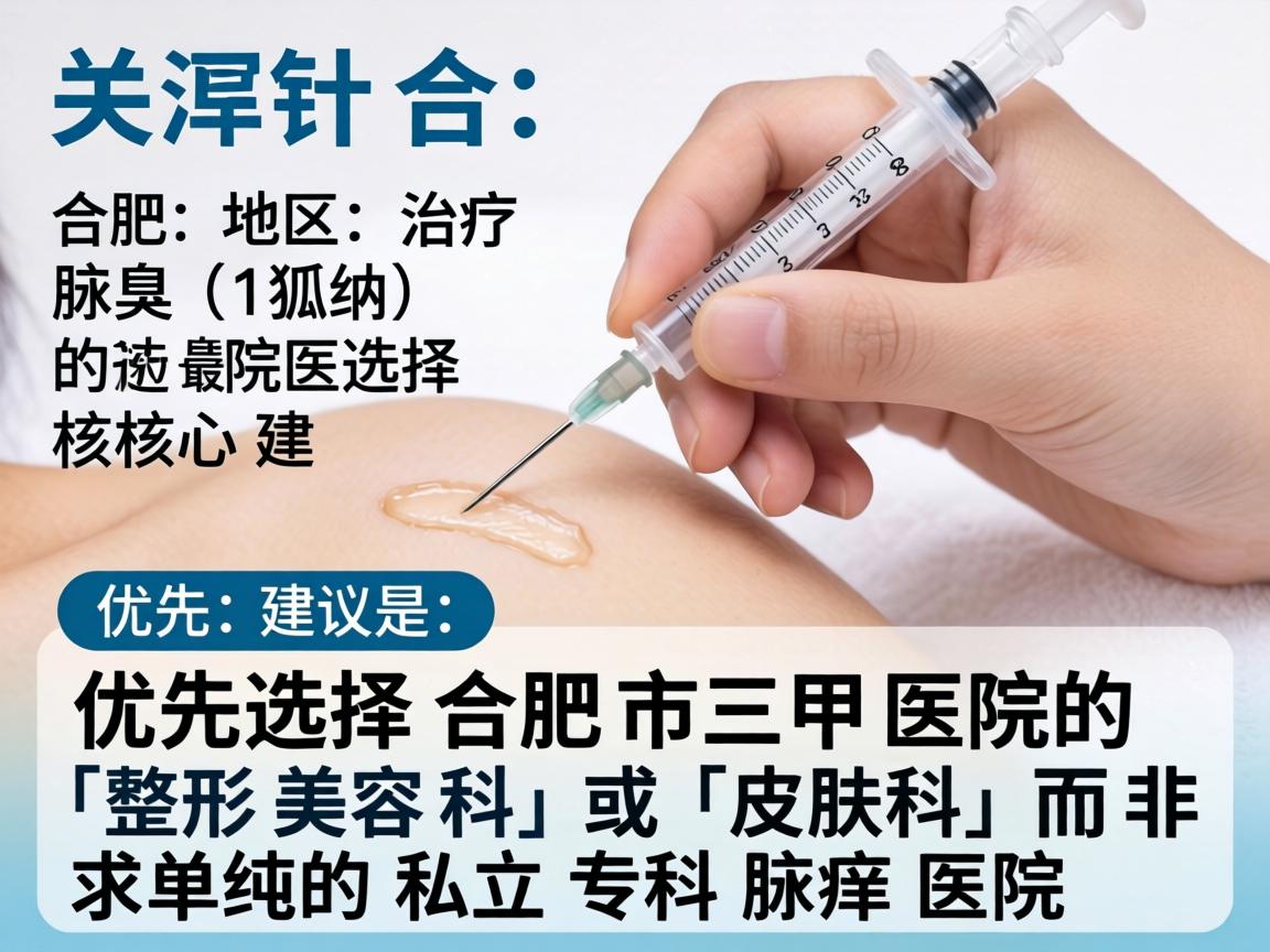 针对合肥地区治疗腋臭(狐臭)的医院选择,核心建议是,优先选择合肥市三甲医院的「整形美容科」或「皮肤科」而非单纯的私立专科腋臭医院 针对合肥地区治疗腋臭(狐臭)的医院选择,核心建议是,优先选择合肥市三甲医院的「整形美容科」或「皮肤科」而非单纯的私立专科腋臭医院