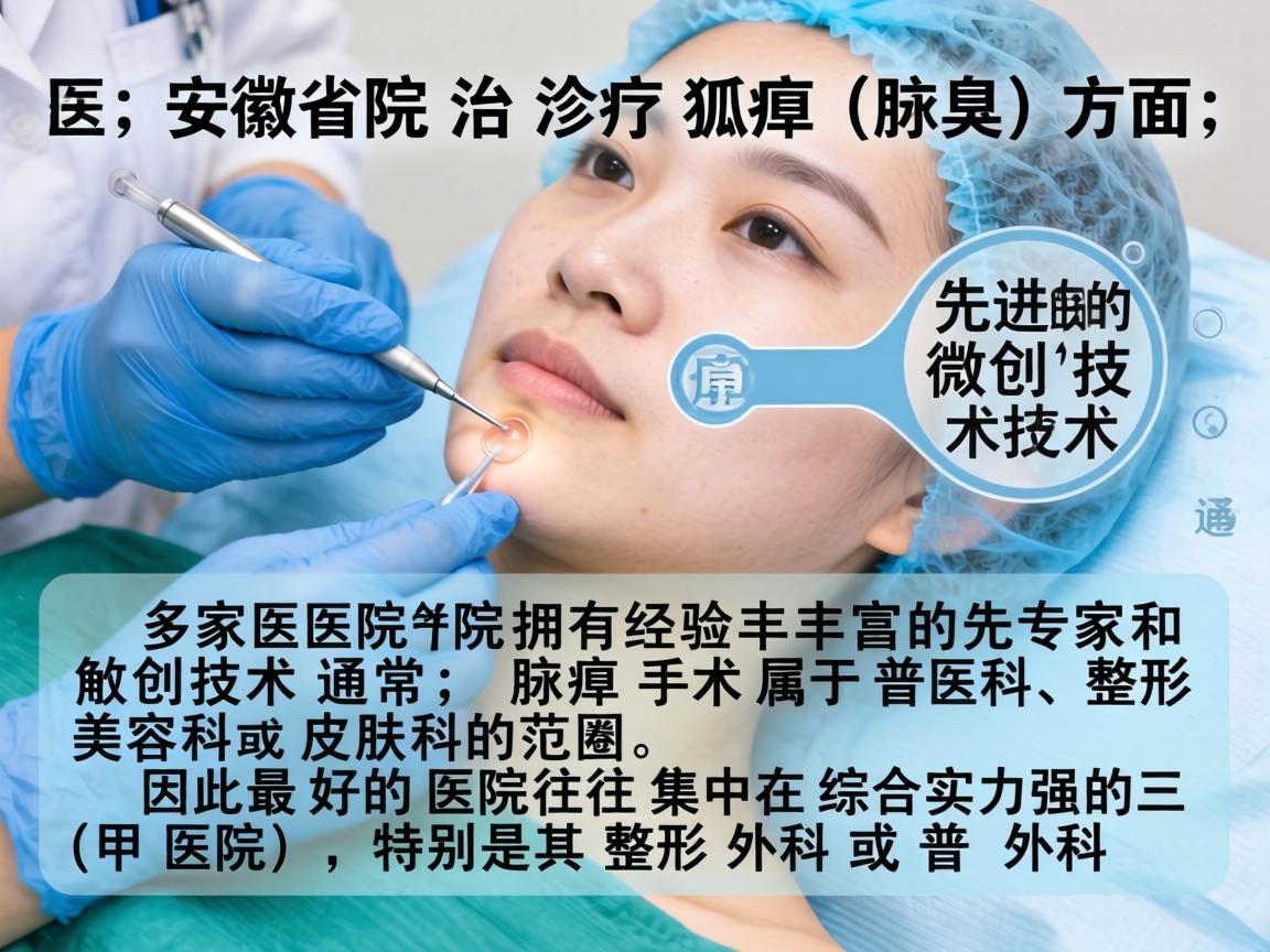 安徽省在治疗狐臭(腋臭)方面,多家医院拥有经验丰富的专家和先进的微创技术。通常,腋臭手术属于普外科、整形美容科或皮肤科的范畴,因此最好的医院往往集中在综合实力强的三甲医院,特别是其整形外科或普外科 安徽省在治疗狐臭(腋臭)方面,多家医院拥有经验丰富的专家和先进的微创技术。通常,腋臭手术属于普外科、整形美容科或皮肤科的范畴,因此最好的医院往往集中在综合实力强的三甲医院,特别是其整形外科或普外科