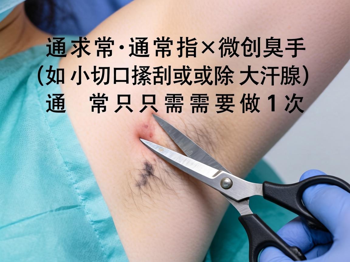 小切口去腋臭(通常指微创手术,如小切口搔刮或剪除大汗腺)通常只需要做1次 小切口去腋臭(通常指微创手术,如小切口搔刮或剪除大汗腺)通常只需要做1次