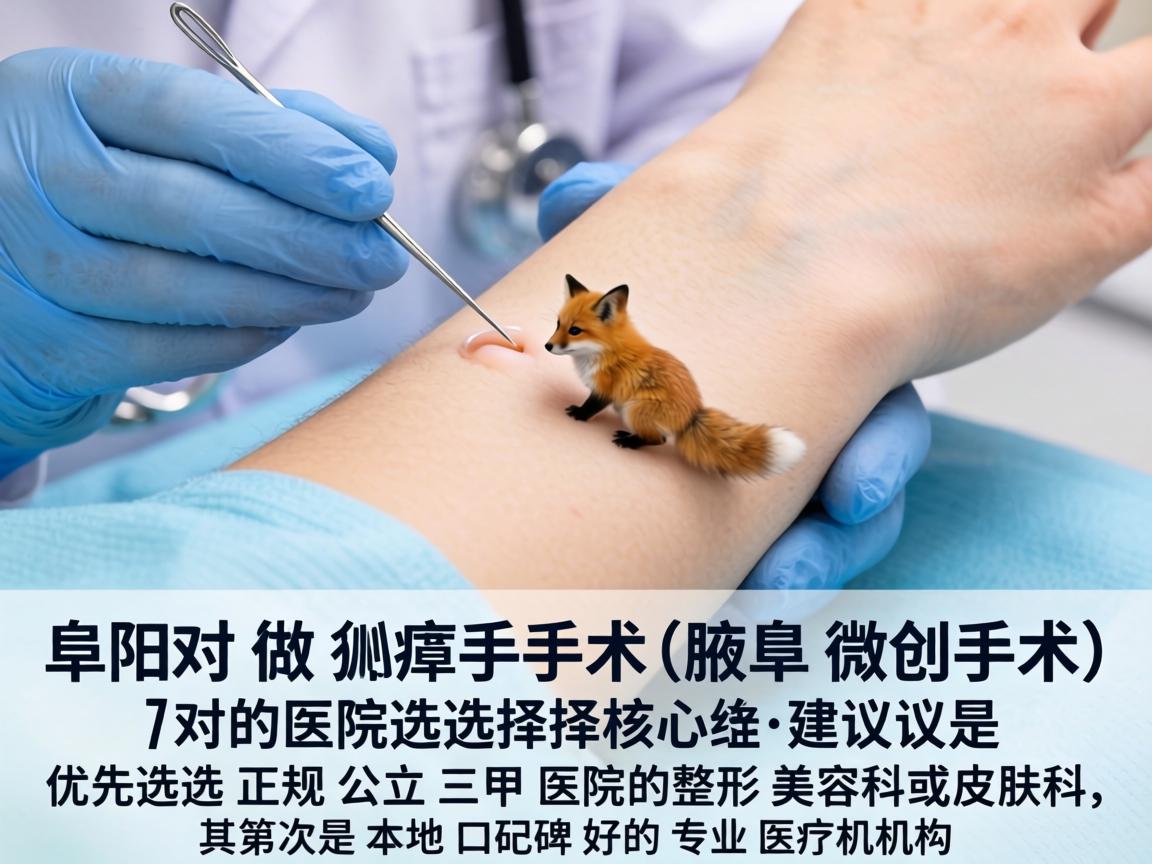 针对在阜阳做狐臭手术(腋臭微创手术)的医院选择,核心建议是,优先选择正规公立三甲医院的整形美容科或皮肤科,其次是本地口碑好的专业医疗机构 针对在阜阳做狐臭手术(腋臭微创手术)的医院选择,核心建议是,优先选择正规公立三甲医院的整形美容科或皮肤科,其次是本地口碑好的专业医疗机构