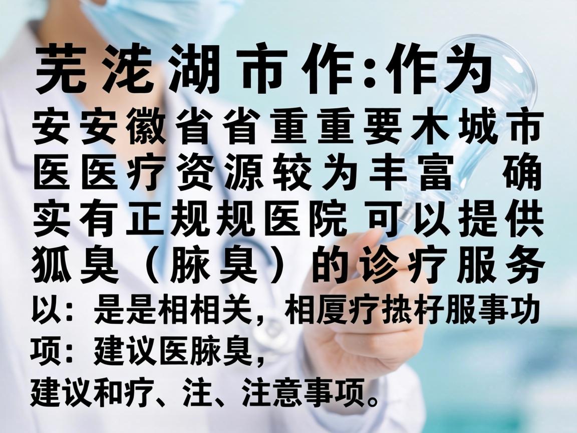 芜湖市作为安徽省的重要城市,医疗资源较为丰富,确实有正规医院可以提供狐臭(腋臭)的诊疗服务。以下是相关建议和注意事项 芜湖市作为安徽省的重要城市,医疗资源较为丰富,确实有正规医院可以提供狐臭(腋臭)的诊疗服务。以下是相关建议和注意事项