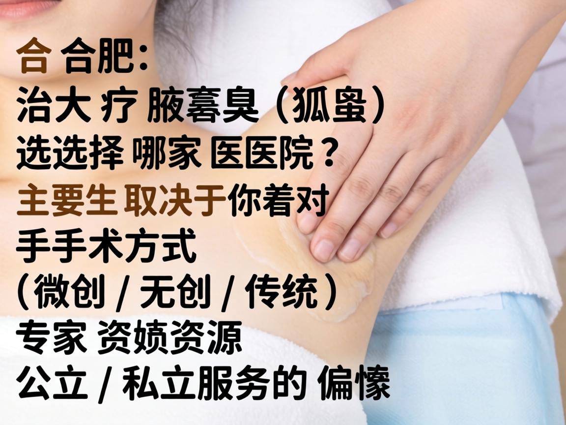 在合肥，治疗腋臭（狐臭）选择哪家医院，主要取决于你对手术方式（微创、无创、传统）专家资源以及公立/私立服务的偏好