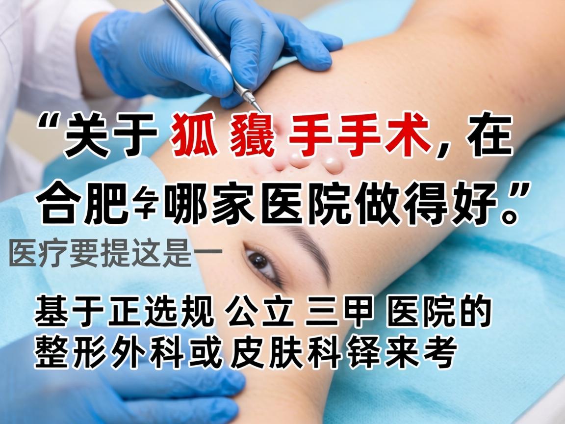 关于狐臭手术在合肥哪家医院做得好，这是一个医疗选择问题，需要基于正规公立三甲医院的整形外科或皮肤科来考量
