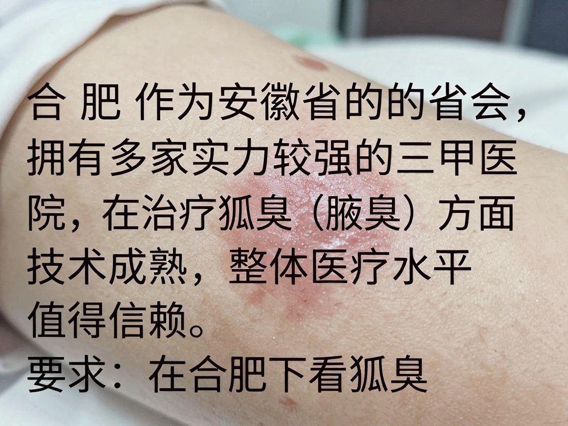 合肥作为安徽省的省会,拥有多家实力较强的三甲医院,在治疗狐臭(腋臭)方面技术成熟,整体医疗水平值得信赖。以下是关于在合肥看狐臭的详细分析,供你参考 合肥作为安徽省的省会,拥有多家实力较强的三甲医院,在治疗狐臭(腋臭)方面技术成熟,整体医疗水平值得信赖。以下是关于在合肥看狐臭的详细分析,供你参考
