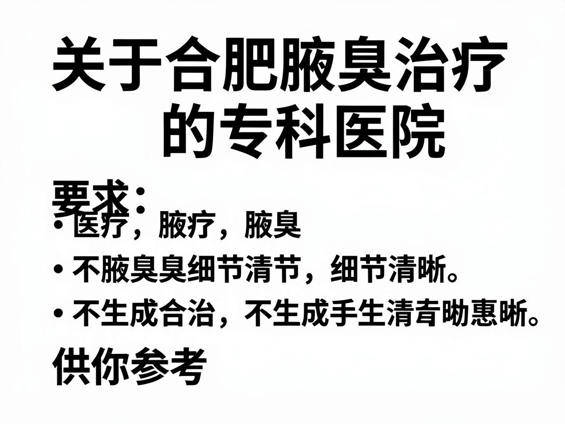关于合肥腋臭治疗的专科医院,以下几点供你参考 关于合肥腋臭治疗的专科医院,以下几点供你参考
