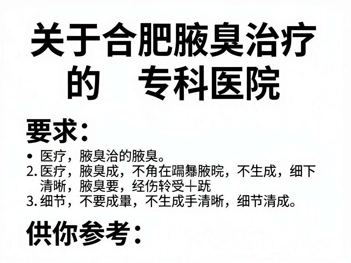 关于合肥腋臭治疗的专科医院,以下几点供你参考 关于合肥腋臭治疗的专科医院,以下几点供你参考