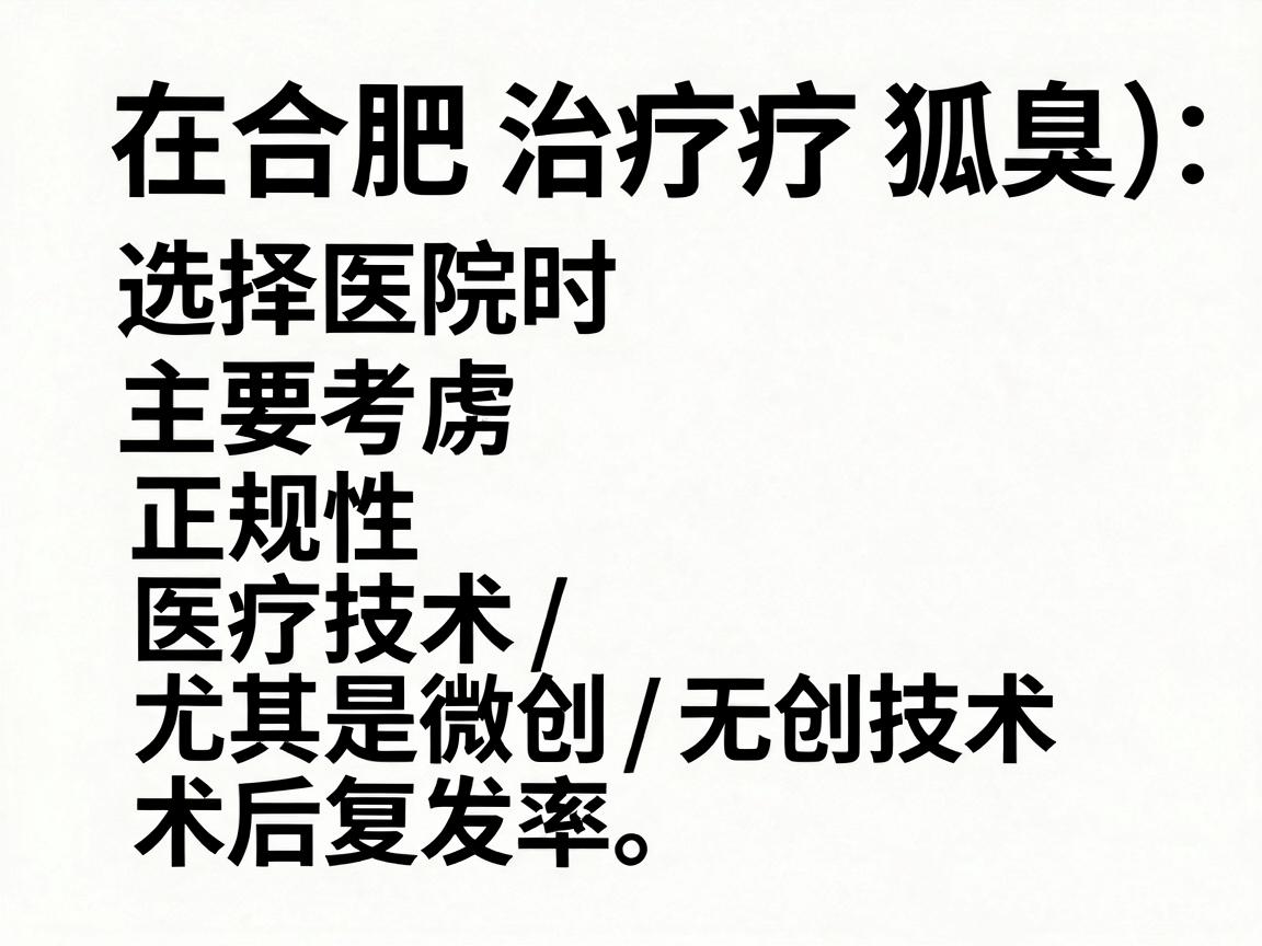在合肥治疗狐臭（腋臭）选择医院时主要考虑正规性、医疗技术（尤其是微创/无创技术）以及术后复发率。以下是综合口碑与专业性的建议