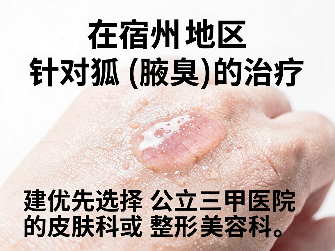 在宿州地区,针对狐臭(腋臭)的治疗,建议优先选择公立三甲医院的皮肤科或整形美容科。这些医院收费透明、技术规范,且拥有经验丰富的医生团队 在宿州地区,针对狐臭(腋臭)的治疗,建议优先选择公立三甲医院的皮肤科或整形美容科。这些医院收费透明、技术规范,且拥有经验丰富的医生团队