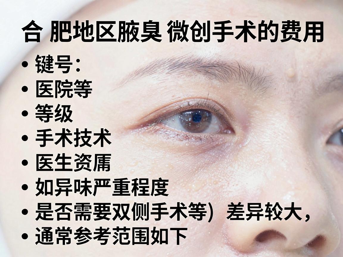 合肥地区腋臭微创手术的费用因医院等级、手术技术、医生资历及患者具体情况(如异味严重程度、是否需要双侧手术等)差异较大,通常参考范围如下 合肥地区腋臭微创手术的费用因医院等级、手术技术、医生资历及患者具体情况(如异味严重程度、是否需要双侧手术等)差异较大,通常参考范围如下