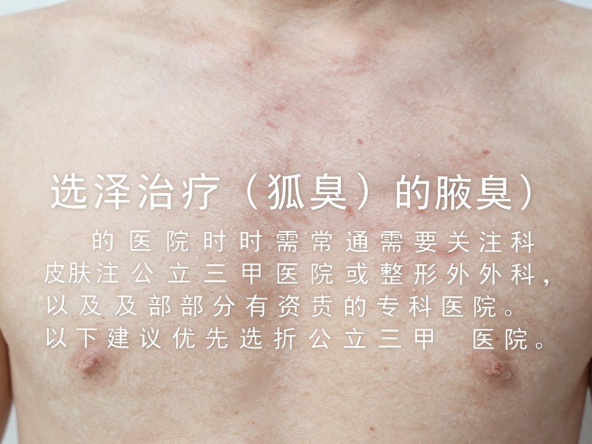 选择治疗狐臭(腋臭)的医院时,通常需要关注公立三甲医院的皮肤科或整形外科,以及部分有资质的专科医院。以下是合肥地区口碑较好、技术相对成熟的几家医院供参考(建议优先选择公立三甲医院) 选择治疗狐臭(腋臭)的医院时,通常需要关注公立三甲医院的皮肤科或整形外科,以及部分有资质的专科医院。以下是合肥地区口碑较好、技术相对成熟的几家医院供参考(建议优先选择公立三甲医院)