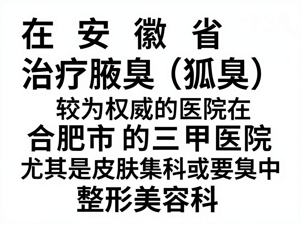 在安徽省,治疗腋臭(狐臭)较为权威的医院主要集中在合肥市的三甲医院,尤其是皮肤科或整形美容科。以下是综合口碑、技术和患者反馈较好的医院推荐 在安徽省,治疗腋臭(狐臭)较为权威的医院主要集中在合肥市的三甲医院,尤其是皮肤科或整形美容科。以下是综合口碑、技术和患者反馈较好的医院推荐