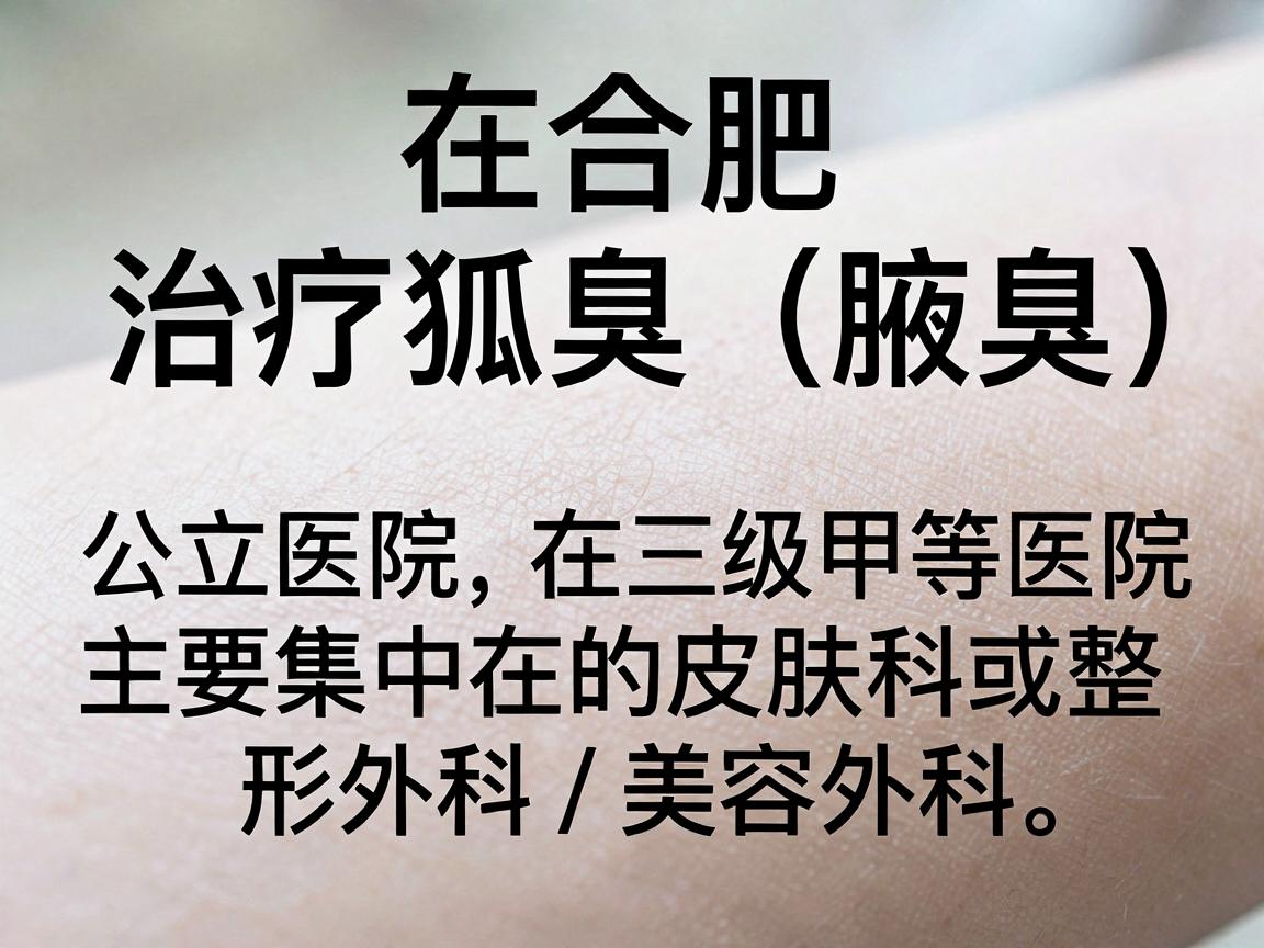 在合肥,治疗狐臭(腋臭)的公立医院主要集中在三级甲等医院的皮肤科或整形外科/美容外科。以下是几家口碑较好、技术成熟的国家级或省市级公立医院推荐 在合肥,治疗狐臭(腋臭)的公立医院主要集中在三级甲等医院的皮肤科或整形外科/美容外科。以下是几家口碑较好、技术成熟的国家级或省市级公立医院推荐