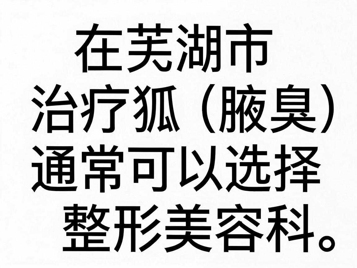 在芜湖市,治疗狐臭(腋臭)通常可以选择三甲医院的普外科、皮肤科或整形美容科。以下是当地主要的几家公立医院供你参考 在芜湖市,治疗狐臭(腋臭)通常可以选择三甲医院的普外科、皮肤科或整形美容科。以下是当地主要的几家公立医院供你参考