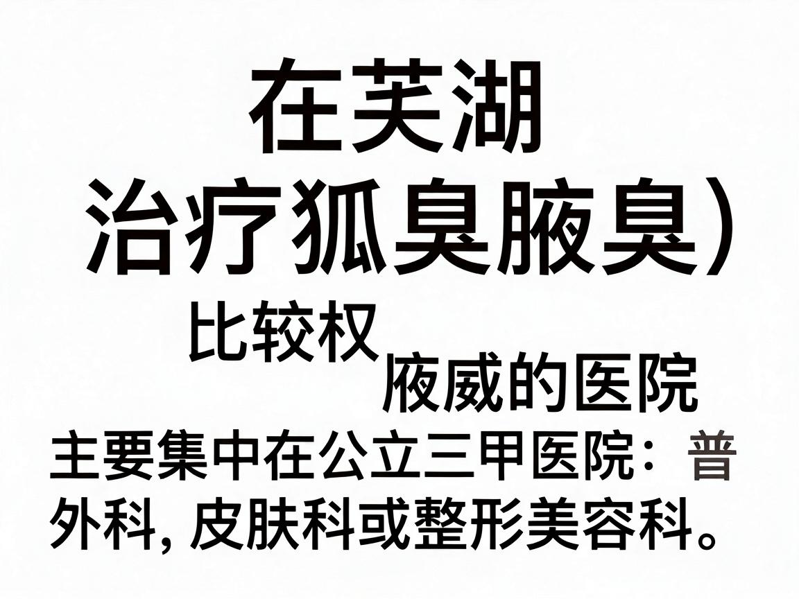 在芜湖,治疗狐臭(腋臭)比较权威的医院主要集中在公立三甲医院的普外科、皮肤科或整形美容科。以下是几家口碑较好、技术成熟的医院推荐 在芜湖,治疗狐臭(腋臭)比较权威的医院主要集中在公立三甲医院的普外科、皮肤科或整形美容科。以下是几家口碑较好、技术成熟的医院推荐
