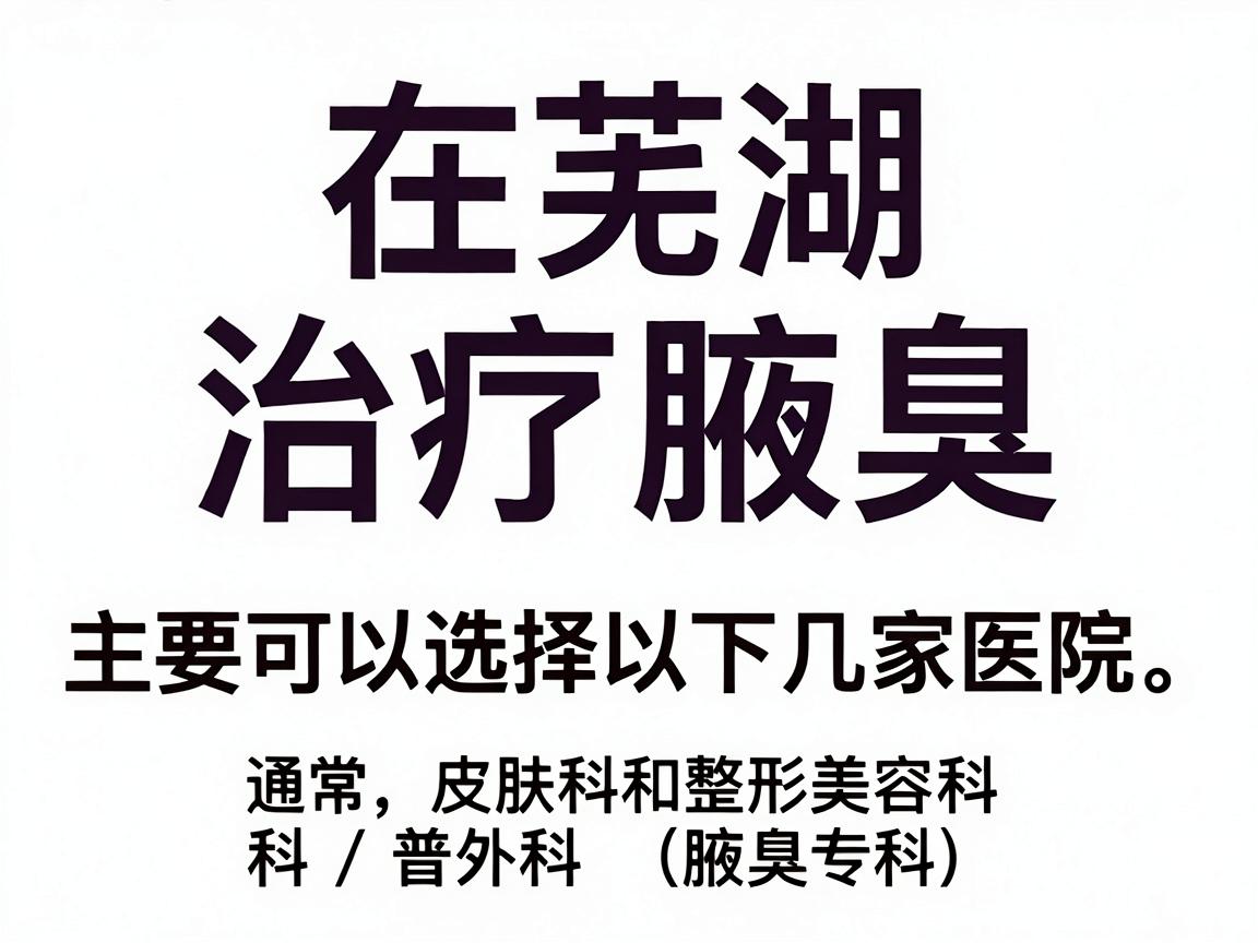 在芜湖,治疗腋臭(狐臭)主要可以选择以下几家医院。通常,皮肤科和整形美容科/普外科(腋臭专科)都可以进行诊疗。以下是推荐 在芜湖,治疗腋臭(狐臭)主要可以选择以下几家医院。通常,皮肤科和整形美容科/普外科(腋臭专科)都可以进行诊疗。以下是推荐