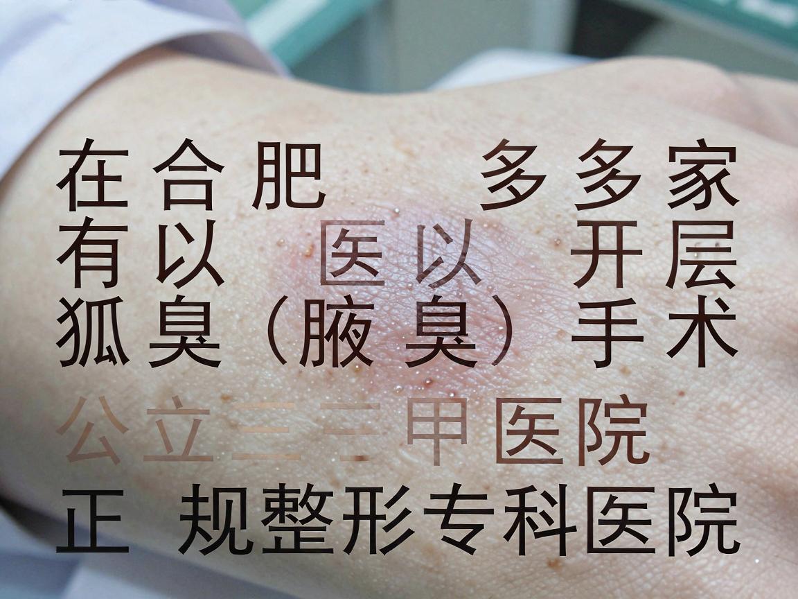 在合肥,有多家医院可以开展狐臭(腋臭)手术,主要分为公立三甲医院和正规整形专科医院。选择时建议优先考虑正规医疗机构,确保安全和效果 在合肥,有多家医院可以开展狐臭(腋臭)手术,主要分为公立三甲医院和正规整形专科医院。选择时建议优先考虑正规医疗机构,确保安全和效果