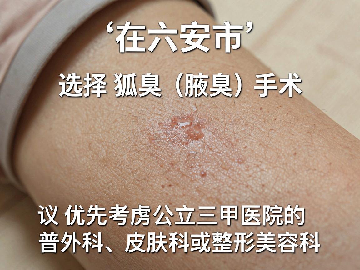 在六安市,选择狐臭(腋臭)手术的医院时,建议优先考虑公立三甲医院的普外科、皮肤科或整形美容科。这类医院设备规范、医生经验丰富,且收费透明 在六安市,选择狐臭(腋臭)手术的医院时,建议优先考虑公立三甲医院的普外科、皮肤科或整形美容科。这类医院设备规范、医生经验丰富,且收费透明