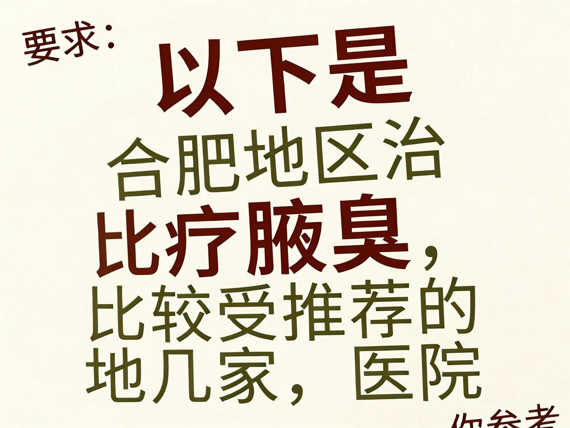 以下是合肥地区治疗腋臭比较受推荐的几家医院,供你参考 以下是合肥地区治疗腋臭比较受推荐的几家医院,供你参考