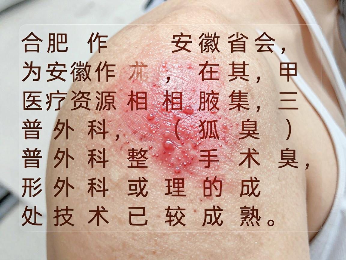 合肥作为安徽省会,医疗资源相对集中,尤其在三甲医院的普外科或整形外科,处理腋臭(狐臭)手术的技术已经比较成熟。选择医院时,建议重点关注三甲医院的普外科(或腋臭专科)整形外科以及专业的微创技术 合肥作为安徽省会,医疗资源相对集中,尤其在三甲医院的普外科或整形外科,处理腋臭(狐臭)手术的技术已经比较成熟。选择医院时,建议重点关注三甲医院的普外科(或腋臭专科)整形外科以及专业的微创技术