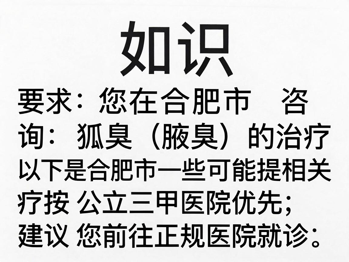 如果您在合肥市咨询狐臭（腋臭）的治疗，以下是合肥市一些可能提供相关治疗的医疗机构（按公立三甲医院优先，建议您前往正规医院就诊）