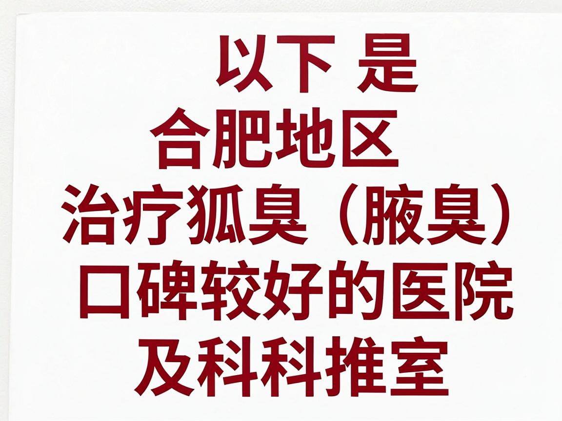 以下是合肥地区治疗狐臭（腋臭）口碑较好的医院及科室推荐
