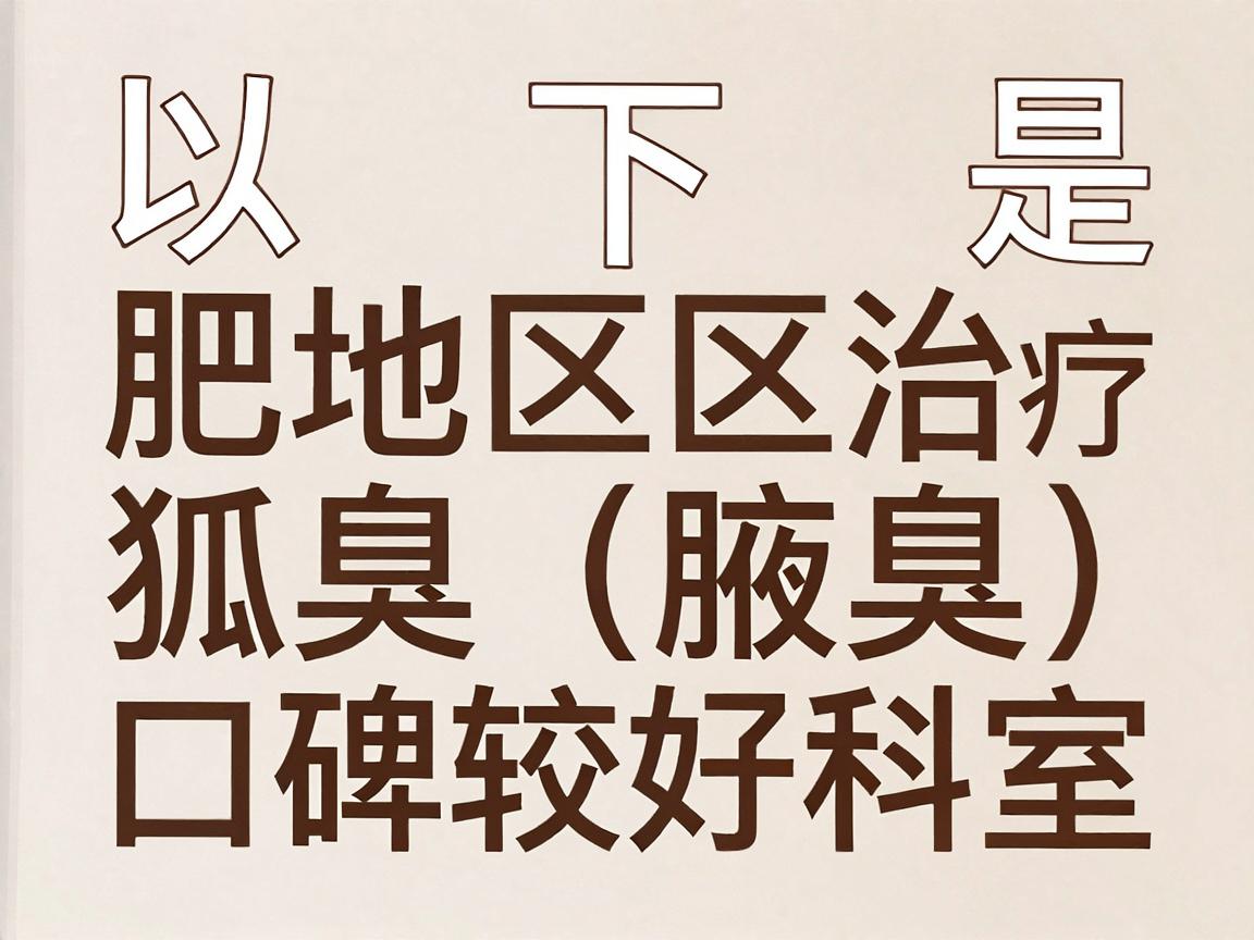以下是合肥地区治疗狐臭（腋臭）口碑较好的医院及科室推荐