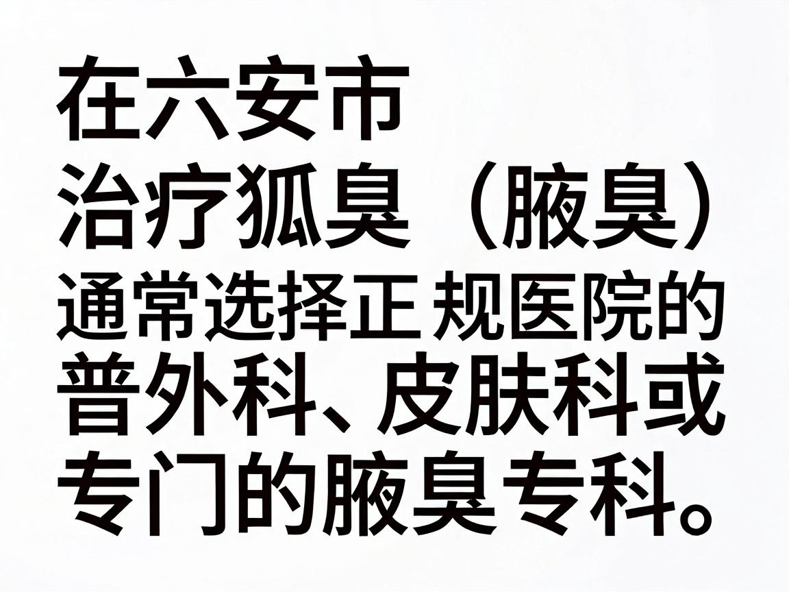 在六安市，治疗狐臭（腋臭）通常选择正规医院的普外科、皮肤科或专门的腋臭专科。以下是六安地区几家综合实力较强、口碑较好的医院推荐，供你参考