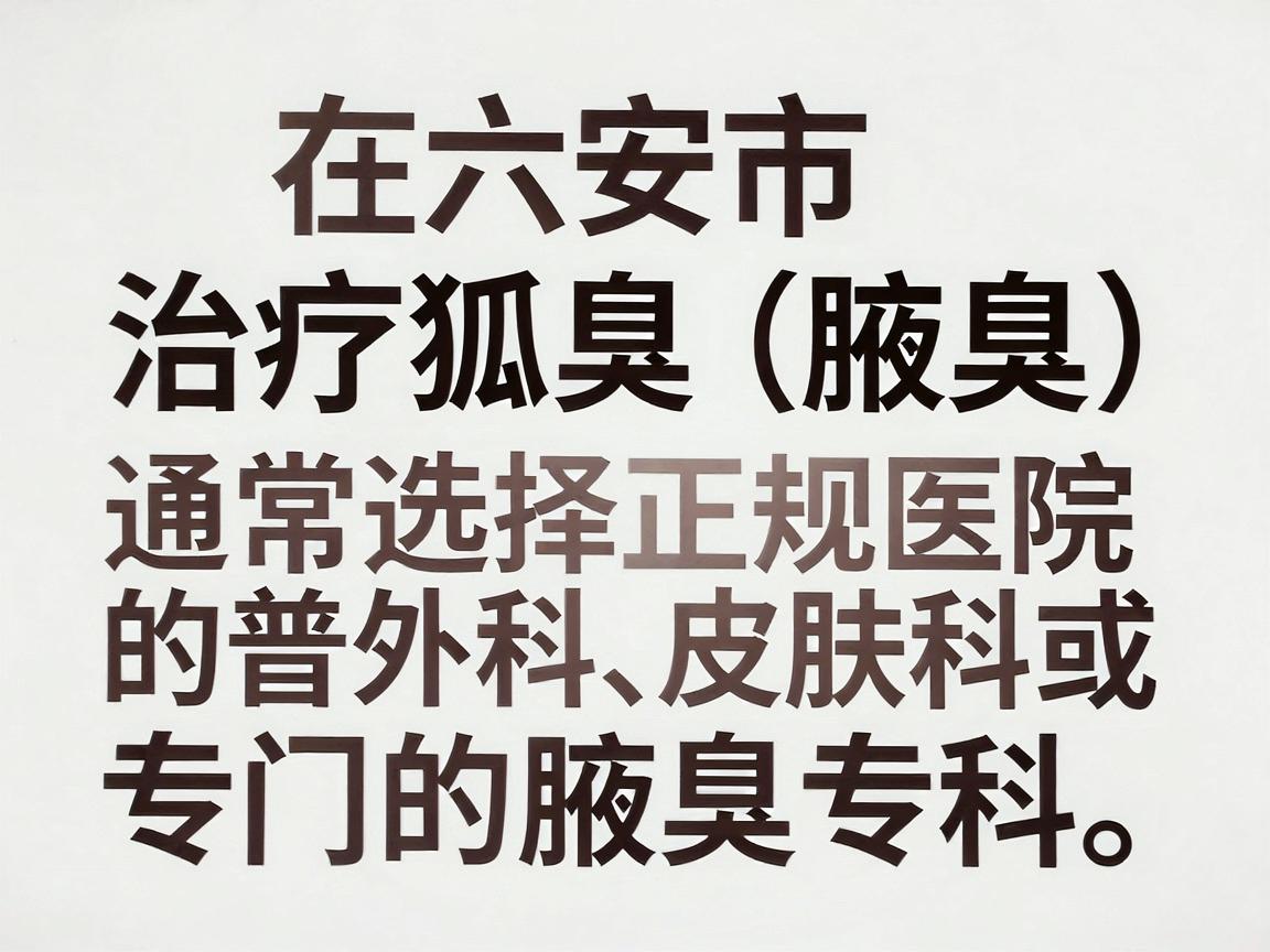 在六安市，治疗狐臭（腋臭）通常选择正规医院的普外科、皮肤科或专门的腋臭专科。以下是六安地区几家综合实力较强、口碑较好的医院推荐，供你参考
