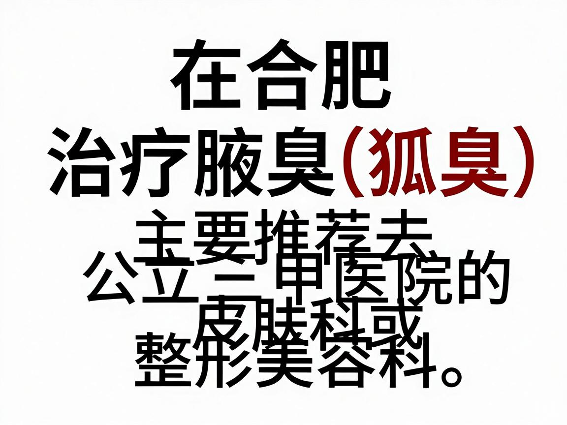 在合肥，治疗腋臭（狐臭）主要推荐去公立三甲医院的皮肤科或整形美容科。以下是几个正规且口碑较好的医院选择，供你参考