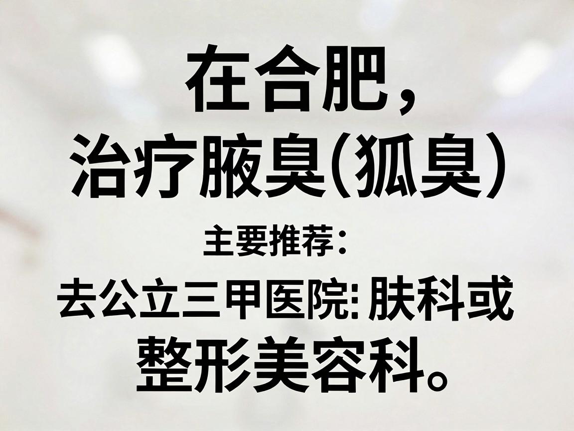 在合肥，治疗腋臭（狐臭）主要推荐去公立三甲医院的皮肤科或整形美容科。以下是几个正规且口碑较好的医院选择，供你参考