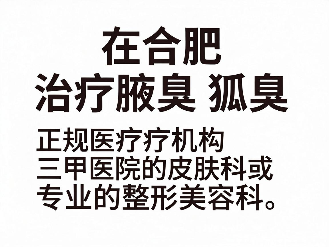 在合肥，治疗腋臭（狐臭）的正规医疗机构主要推荐三甲医院的皮肤科或专业的整形美容科。以下是合肥地区口碑较好、技术成熟的几家医院选择，供你参考