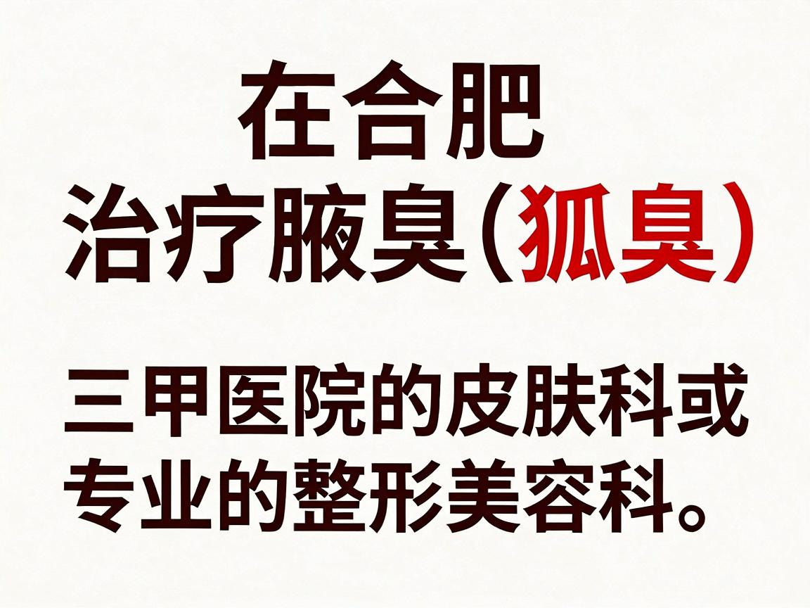 在合肥，治疗腋臭（狐臭）的正规医疗机构主要推荐三甲医院的皮肤科或专业的整形美容科。以下是合肥地区口碑较好、技术成熟的几家医院选择，供你参考