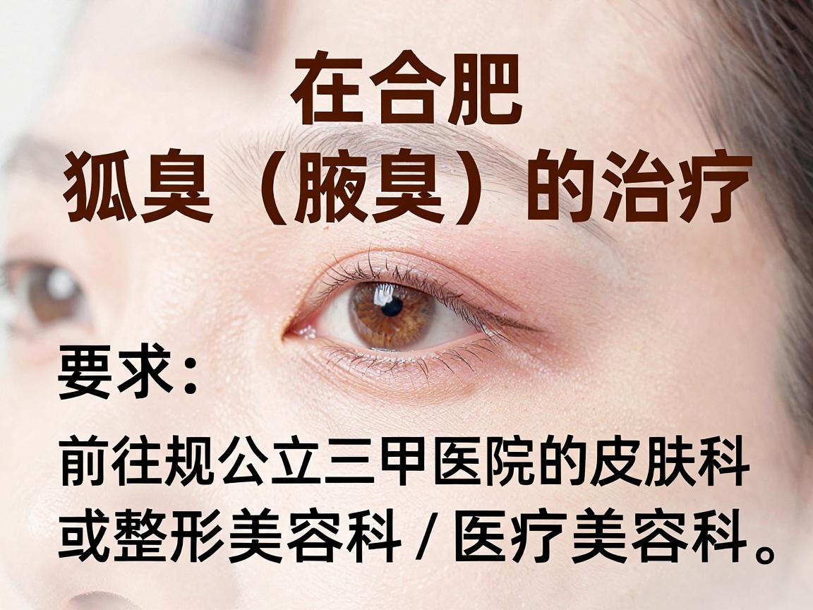 在合肥,针对狐臭(腋臭)的治疗,通常建议前往正规公立三甲医院的皮肤科或整形美容科/医疗美容科。以下是具体的就诊建议和医院选择,供你参考 在合肥,针对狐臭(腋臭)的治疗,通常建议前往正规公立三甲医院的皮肤科或整形美容科/医疗美容科。以下是具体的就诊建议和医院选择,供你参考