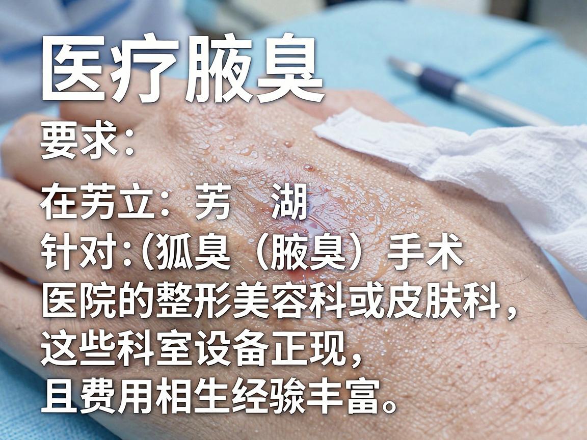 在芜湖，针对狐臭（腋臭）手术，建议优先选择公立三甲医院的整形美容科或皮肤科，这些科室设备正规、医生经验丰富，且费用相对透明。以下是具体推荐