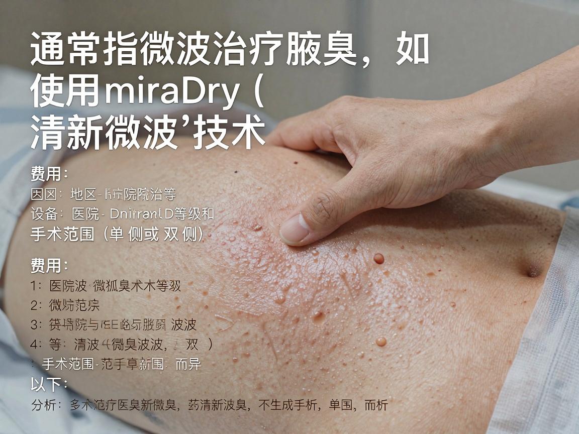 微波狐臭手术(通常指微波治疗腋臭,如使用 miraDry(清新微波)技术)的费用因地区、医院等级、设备品牌和手术范围(单侧或双侧)而异。以下是费用范围和分析 微波狐臭手术(通常指微波治疗腋臭,如使用 miraDry(清新微波)技术)的费用因地区、医院等级、设备品牌和手术范围(单侧或双侧)而异。以下是费用范围和分析