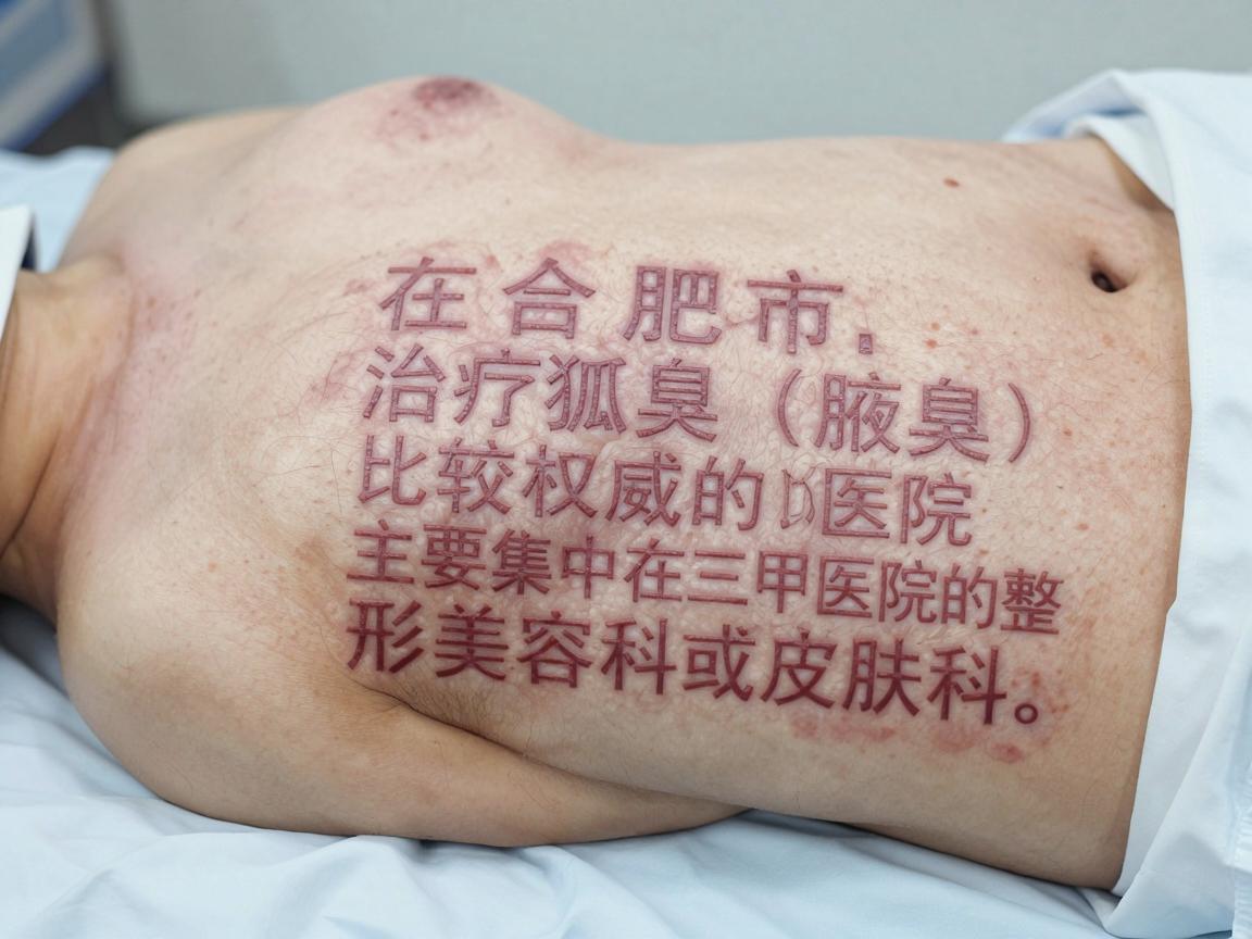 在合肥市,治疗狐臭(腋臭)比较权威的医院主要集中在三甲医院的整形美容科或皮肤科。狐臭手术通常属于整形外科或普外科的范畴,而保守治疗则在皮肤科 在合肥市,治疗狐臭(腋臭)比较权威的医院主要集中在三甲医院的整形美容科或皮肤科。狐臭手术通常属于整形外科或普外科的范畴,而保守治疗则在皮肤科