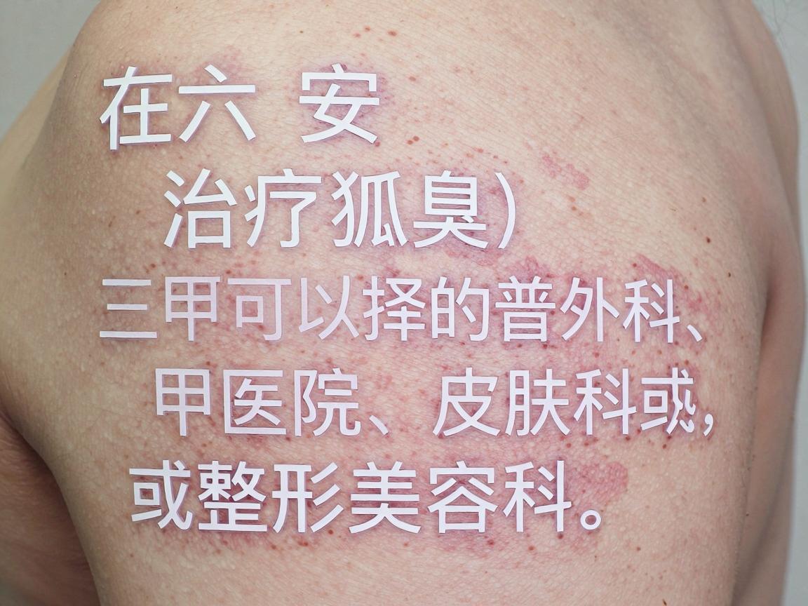 在六安,治疗狐臭(腋臭)通常可以选择三甲医院的普外科、皮肤科或整形美容科。以下是几家在六安地区口碑较好、技术成熟的医院推荐,你可以根据自己的需求(如是否需要微创、报销比例等)进行选择 在六安,治疗狐臭(腋臭)通常可以选择三甲医院的普外科、皮肤科或整形美容科。以下是几家在六安地区口碑较好、技术成熟的医院推荐,你可以根据自己的需求(如是否需要微创、报销比例等)进行选择