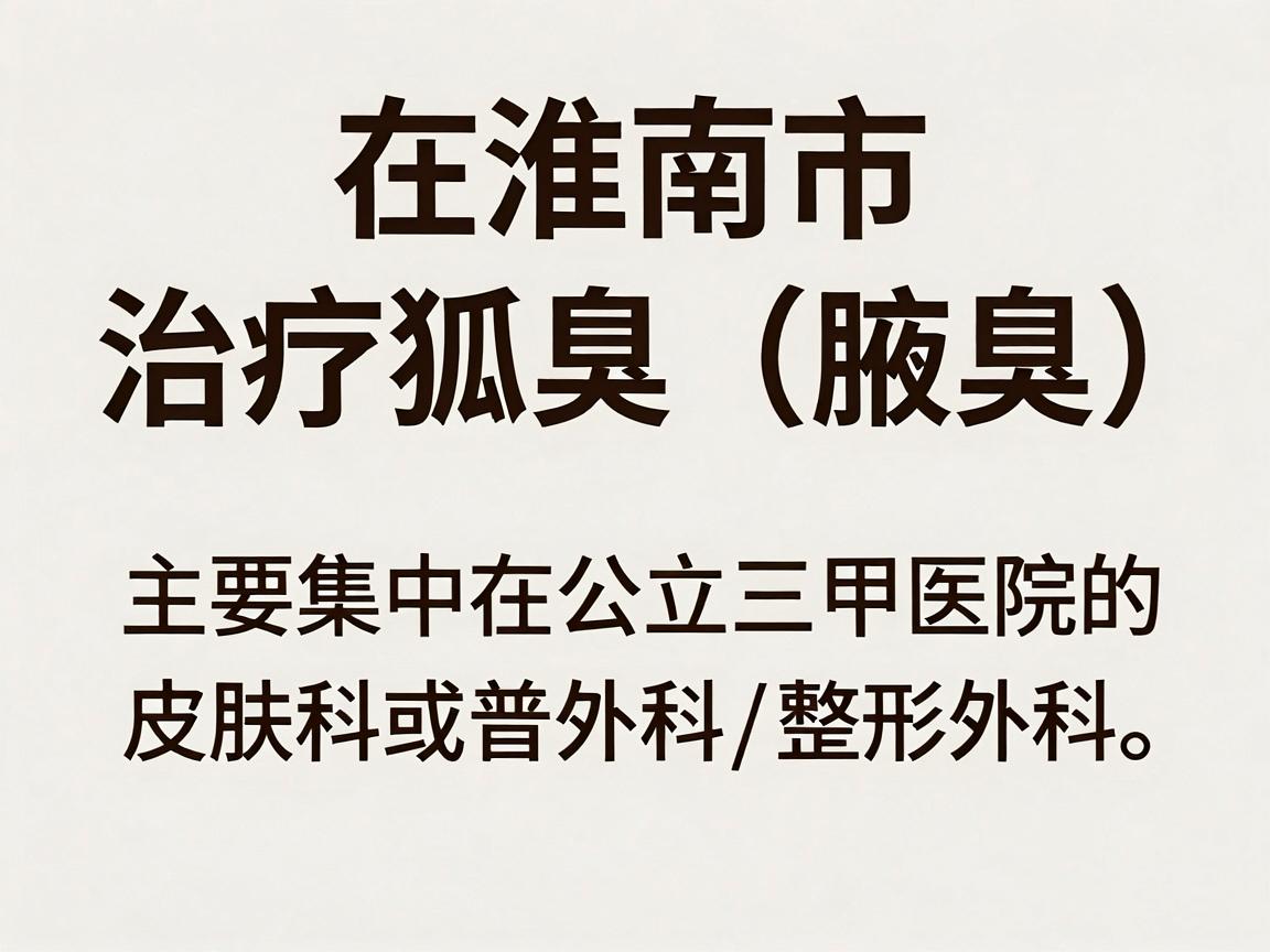 在淮南市,治疗狐臭(腋臭)比较权威的医院主要集中在公立三甲医院的皮肤科或普外科/整形外科。以下是几家值得考虑的医院,你可以根据自身情况选择 在淮南市,治疗狐臭(腋臭)比较权威的医院主要集中在公立三甲医院的皮肤科或普外科/整形外科。以下是几家值得考虑的医院,你可以根据自身情况选择