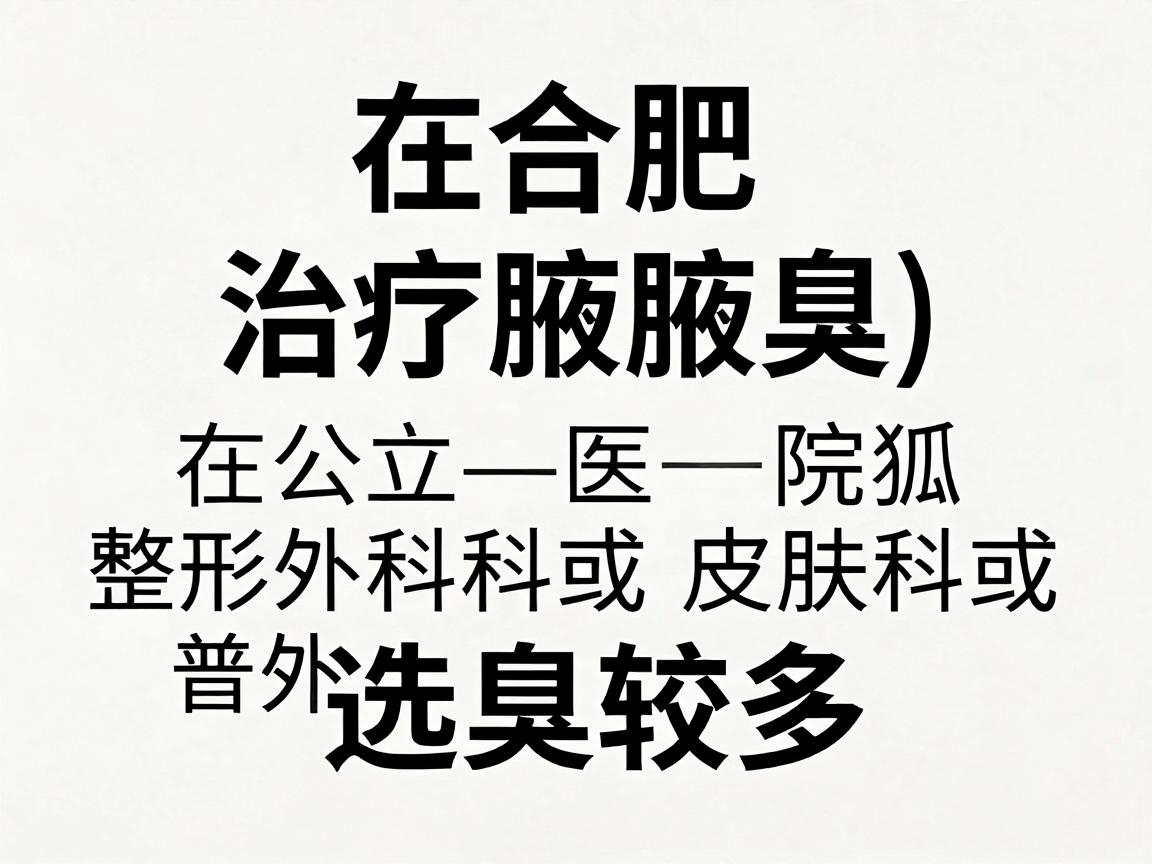 在合肥,治疗腋臭(狐臭)的医疗机构选择较多,主要集中在公立医院的整形外科、皮肤科或普外科(腋臭专科)以下是较为权威和专业的医院推荐,供你参考 在合肥,治疗腋臭(狐臭)的医疗机构选择较多,主要集中在公立医院的整形外科、皮肤科或普外科(腋臭专科)以下是较为权威和专业的医院推荐,供你参考