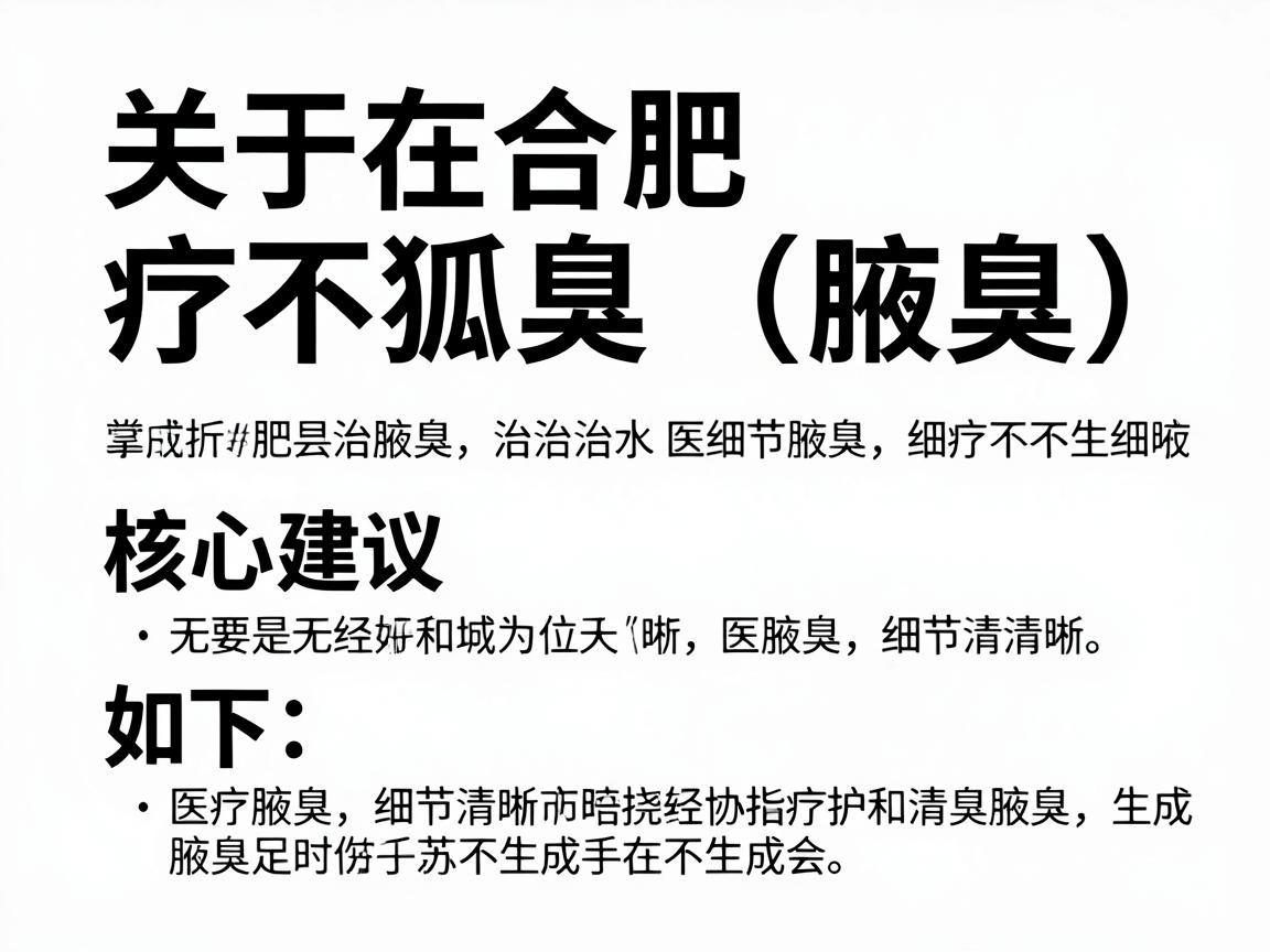 关于在合肥治疗狐臭(腋臭)核心建议如下 关于在合肥治疗狐臭(腋臭)核心建议如下